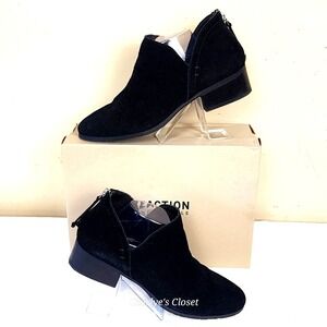 Kenneth Cole Reaction Side Skip Blk Suede Ankle Bootie 11M Cutout Zipper Back